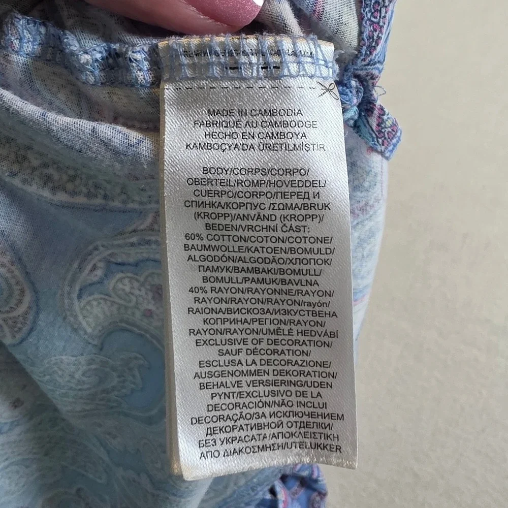 Lauren Ralph Lauren Womens XS Blue Paisley Pajama‎ Set RLR Capri Pants Shirt PJs